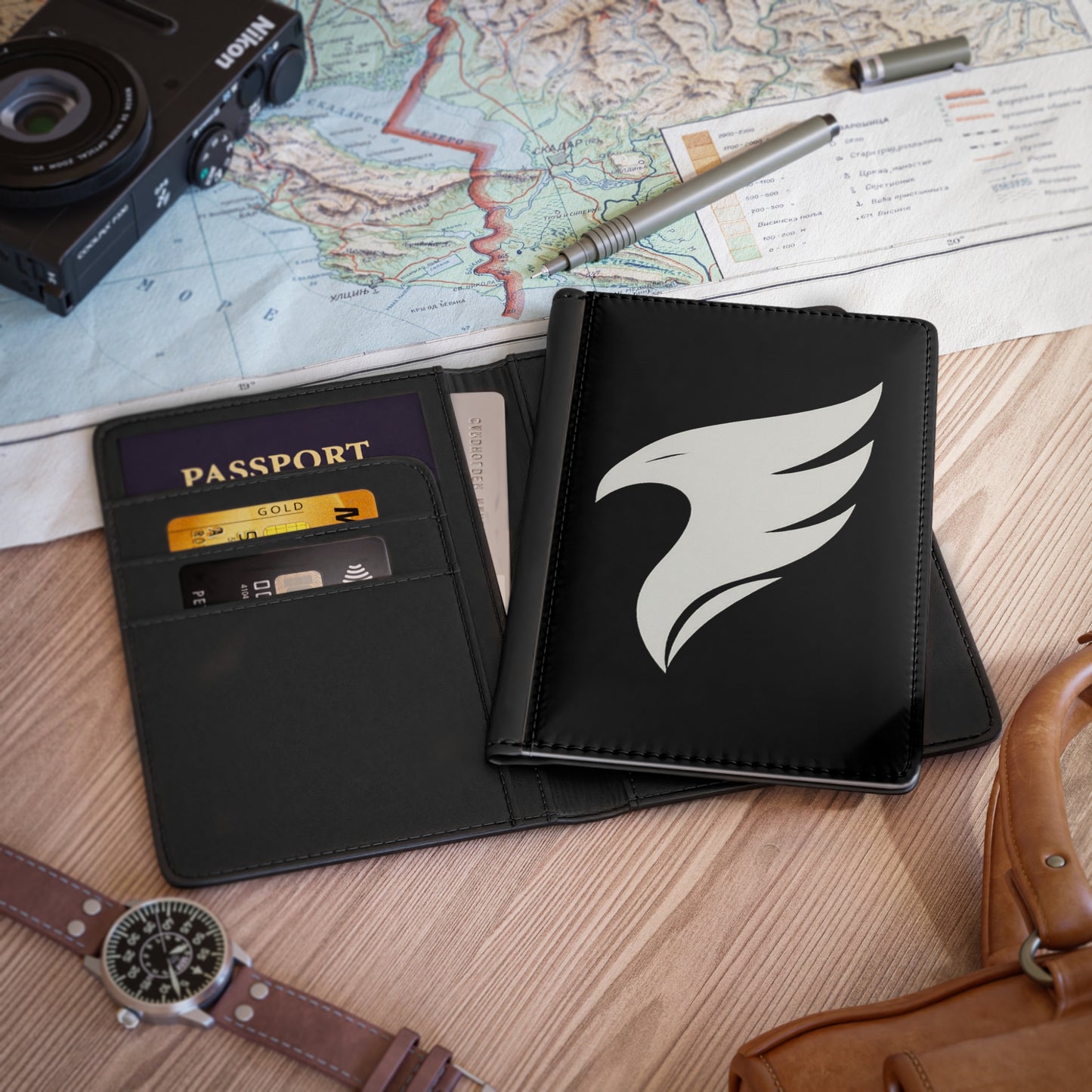 Sleek Black Passport Cover